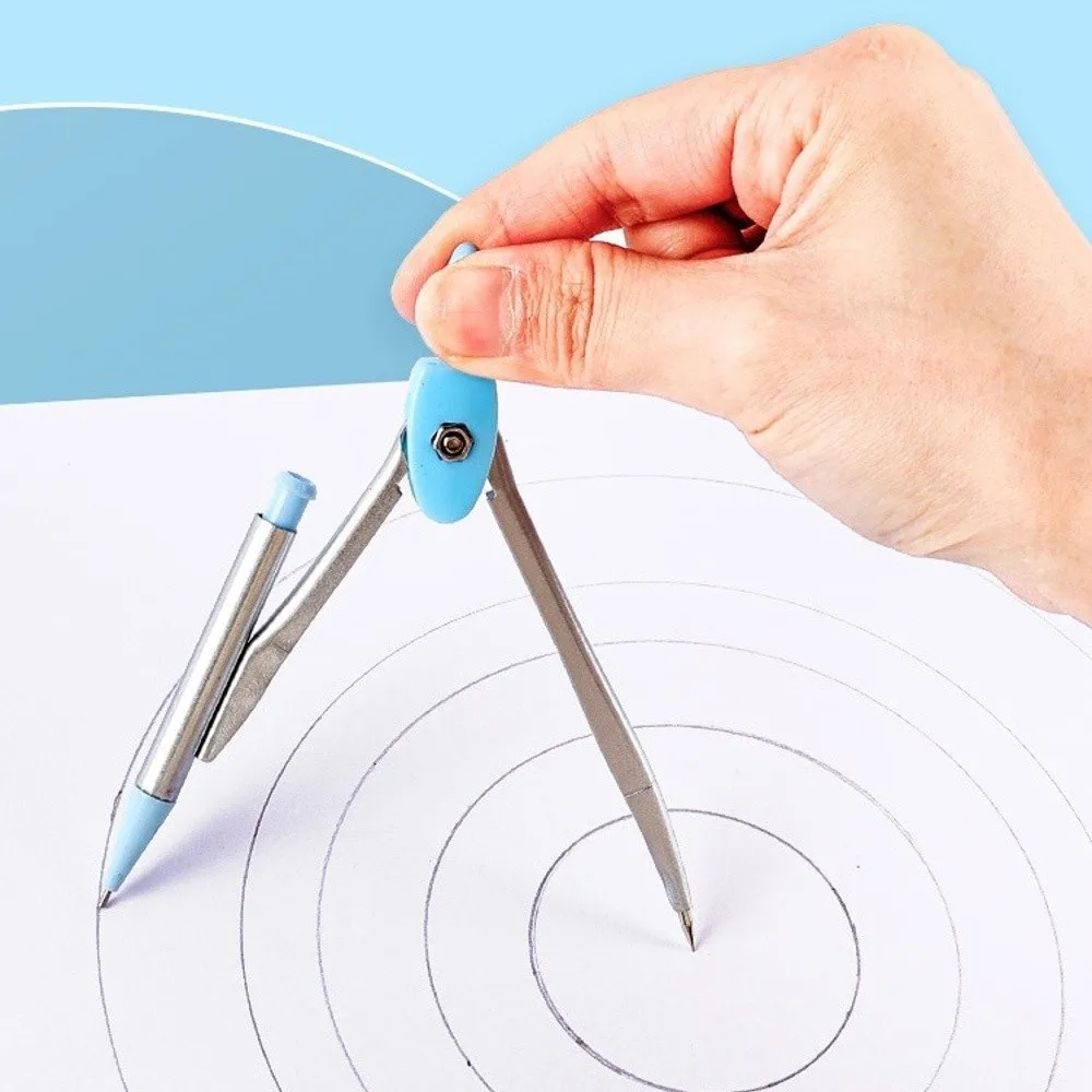 8PCS Portable Plastic Ruler Compasses Set Eraser Transparent Protractor Straight Ruler Square Measuring Ruler Students