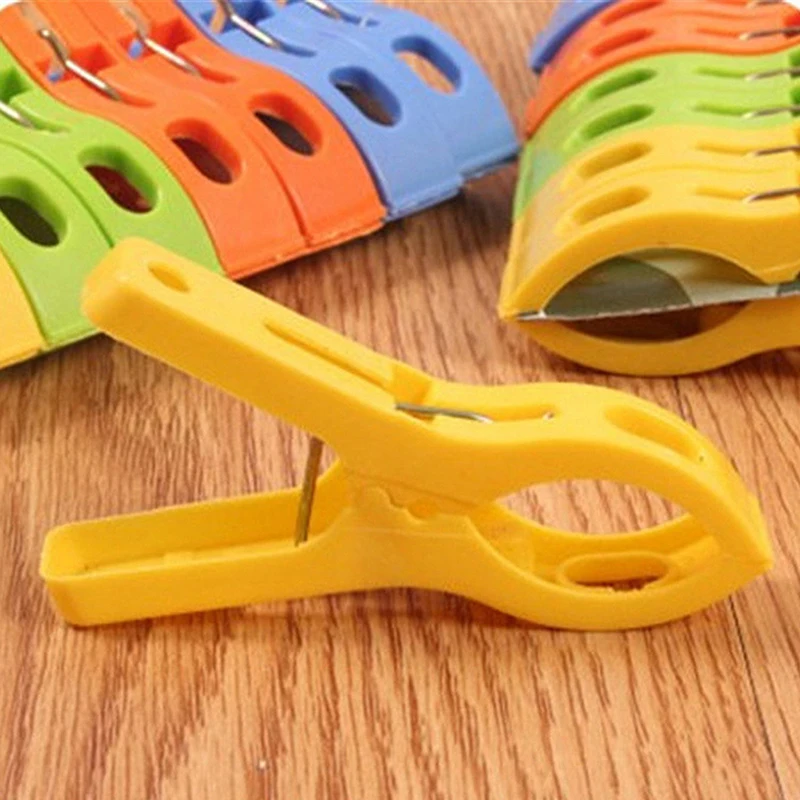 

8pcs/set Hanger Clips Large Plastic Windproof Beach Towel Clothes Pins Spring Clamp Clothespin Powerful New Cheap Random Color