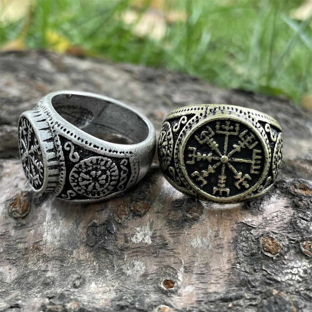 Norse Viking Valknut Vegvisir Symbols Mens Signet Rings For Men Jewelry Dropship Suppliers