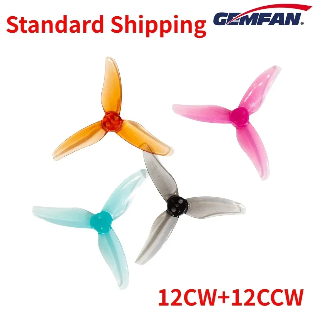 

12Pairs(12CW+12CCW) Gemfan Hurricane 2512 3-Blade Propeller 1.5mm (Random Color)