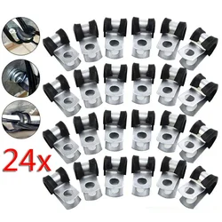 12/24Pcs Brake Line Clamp Rubber Lined P Clamp 3/16