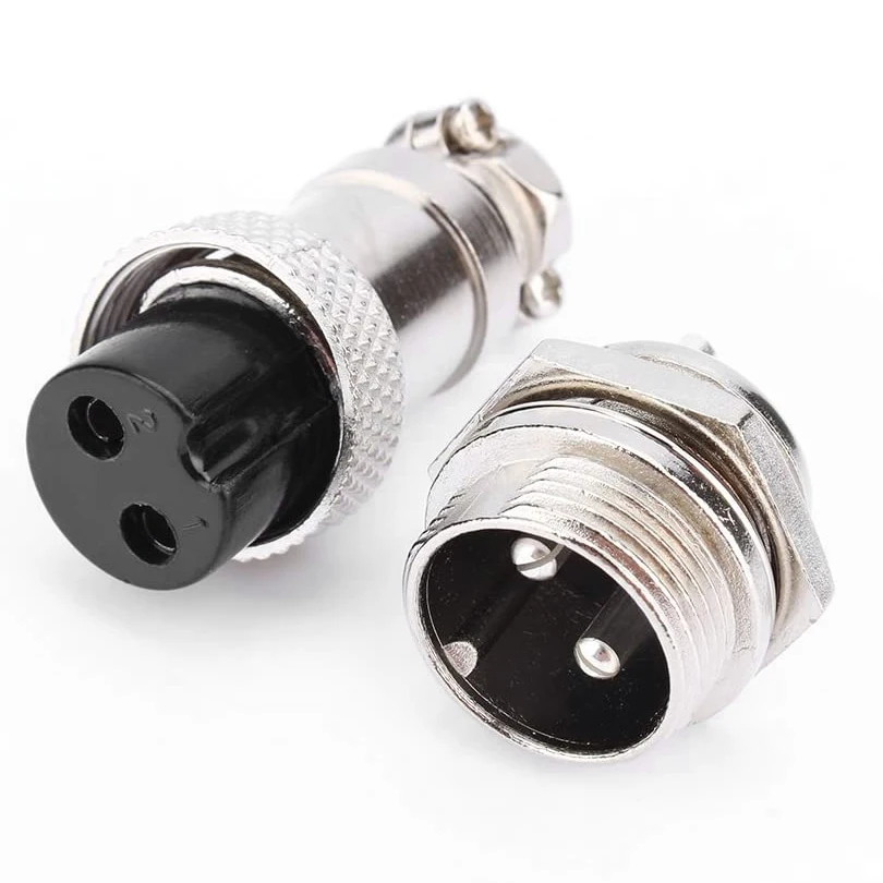 GX16 Aviation Connector 2-Pin 400V Screw Type Male and Female Butt Cable Connector Aviation Plug Socket Connector