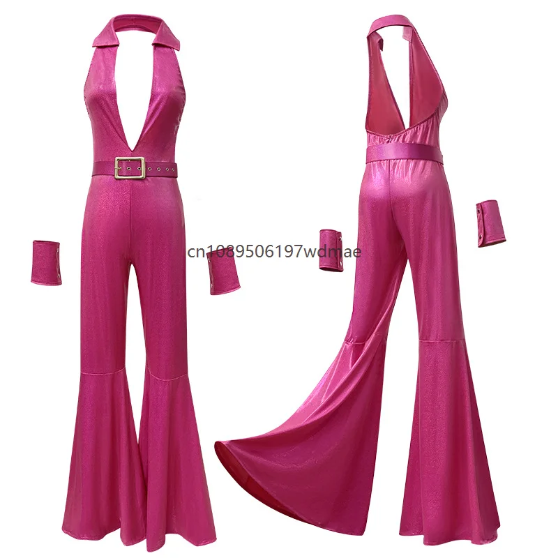 Hippie Party Costume Cool Disco Outfit Women Masquerade Retro Clothes Hip-hop Flared Pants Nightclub Satge Performance Jumpsuit