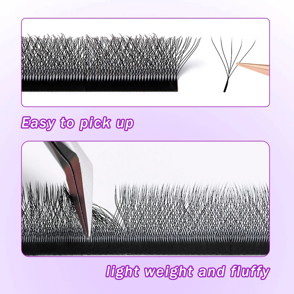 Merrdear 0.07/0.1mm Thick 5d W Lashes Flower Fairy Flora Premade Fans Individual W Shaped Eyelash Extension Automatic Mink Faux