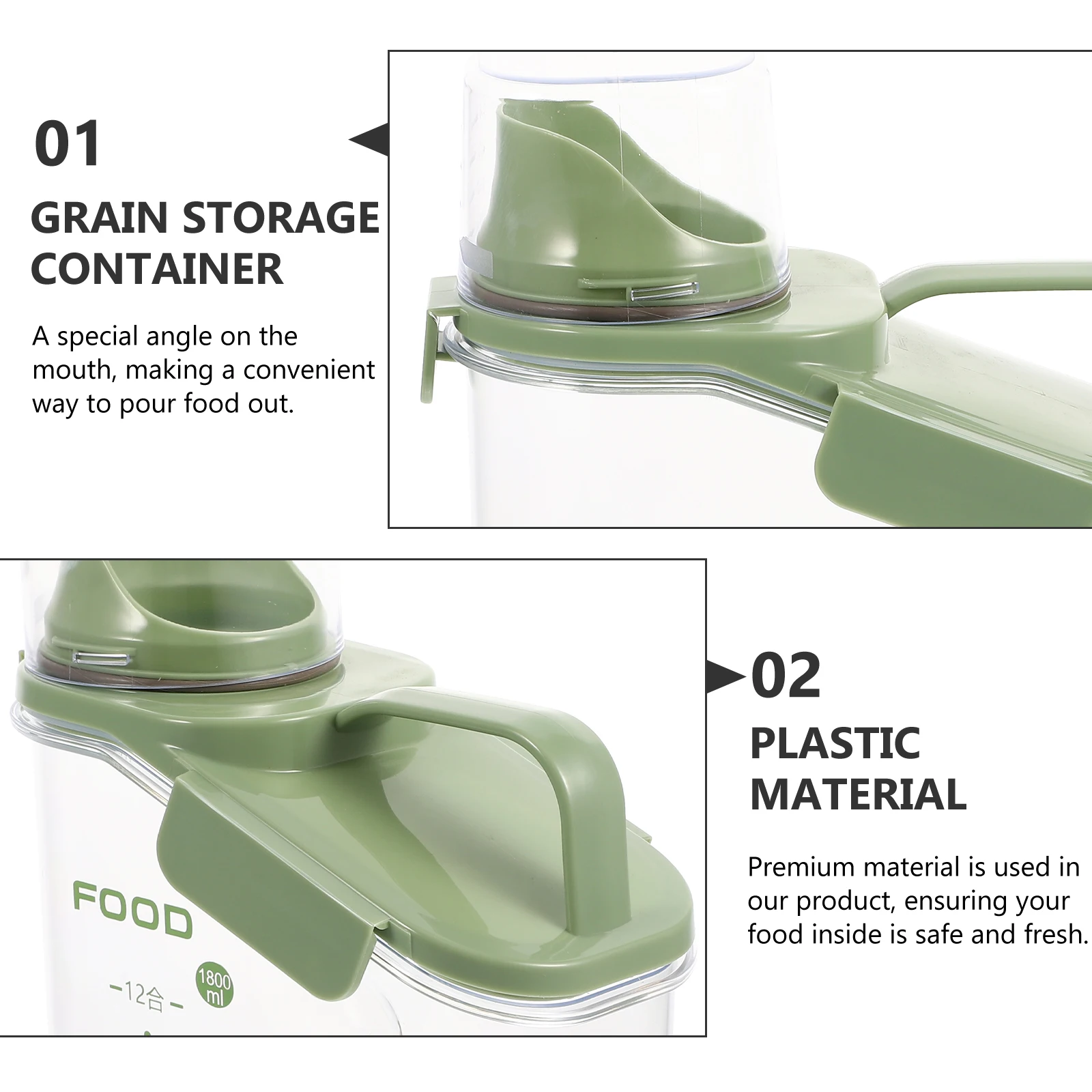 

Grain Storage Box Flour Container Cereals Canister Containers Plastic Rice Holder