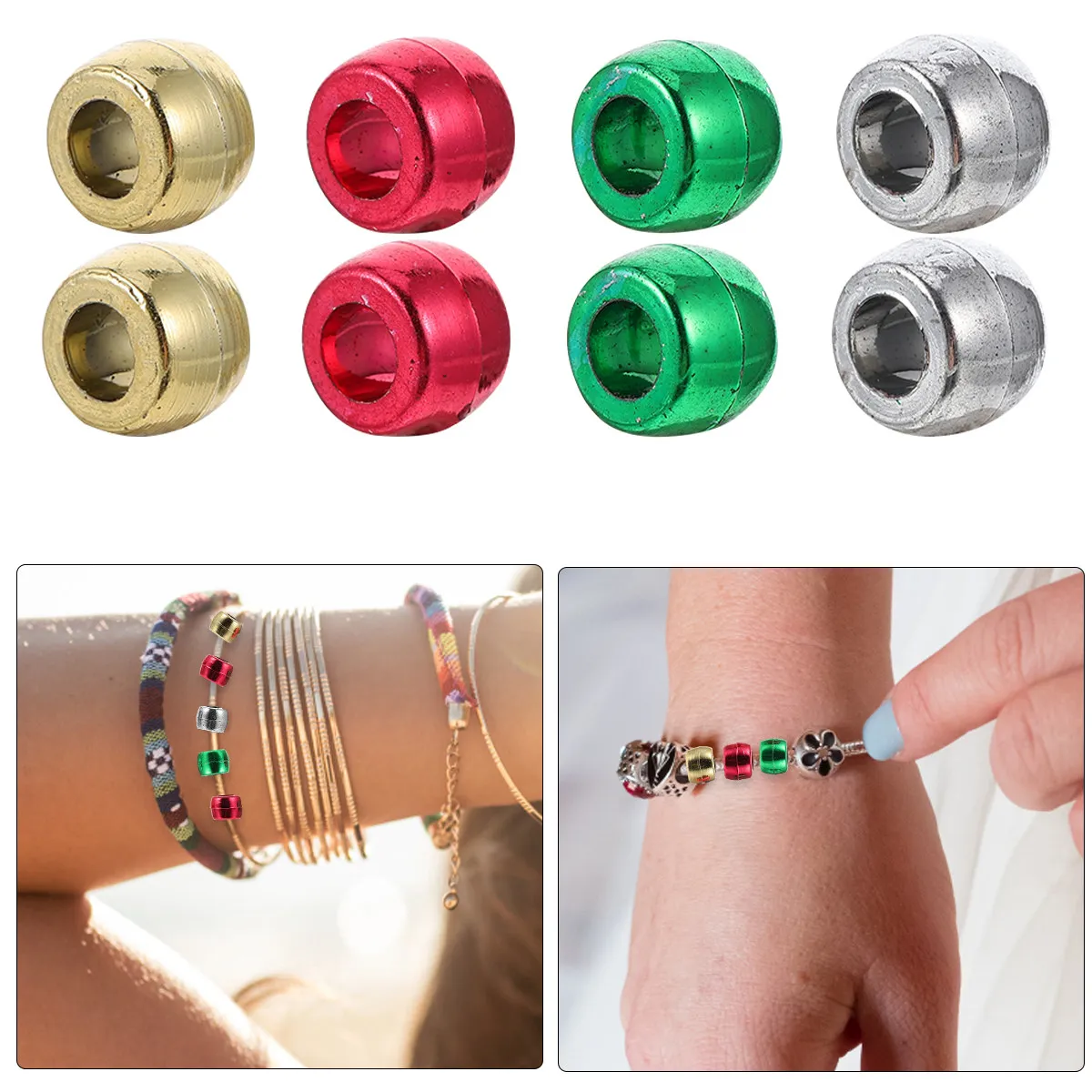600Pcs Colorful Plastic Christmas Beads for DIY Crafts Jewelry Party Decor Kids Learning Creative Activity Round