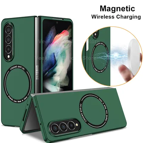 Magnetic Wireless Charging Case for Samsung Galaxy Z Fold 3 4 5 Magsafe Cover Cases Fold 6 Shockproof and Anti fingerprints