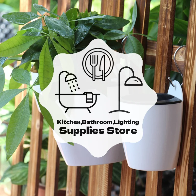 Wall-Mounted Indoor Automatic Water-absorbing Flowerpot Plastic Flowerpot  Green Dill Green Plant Flower Pot Decor