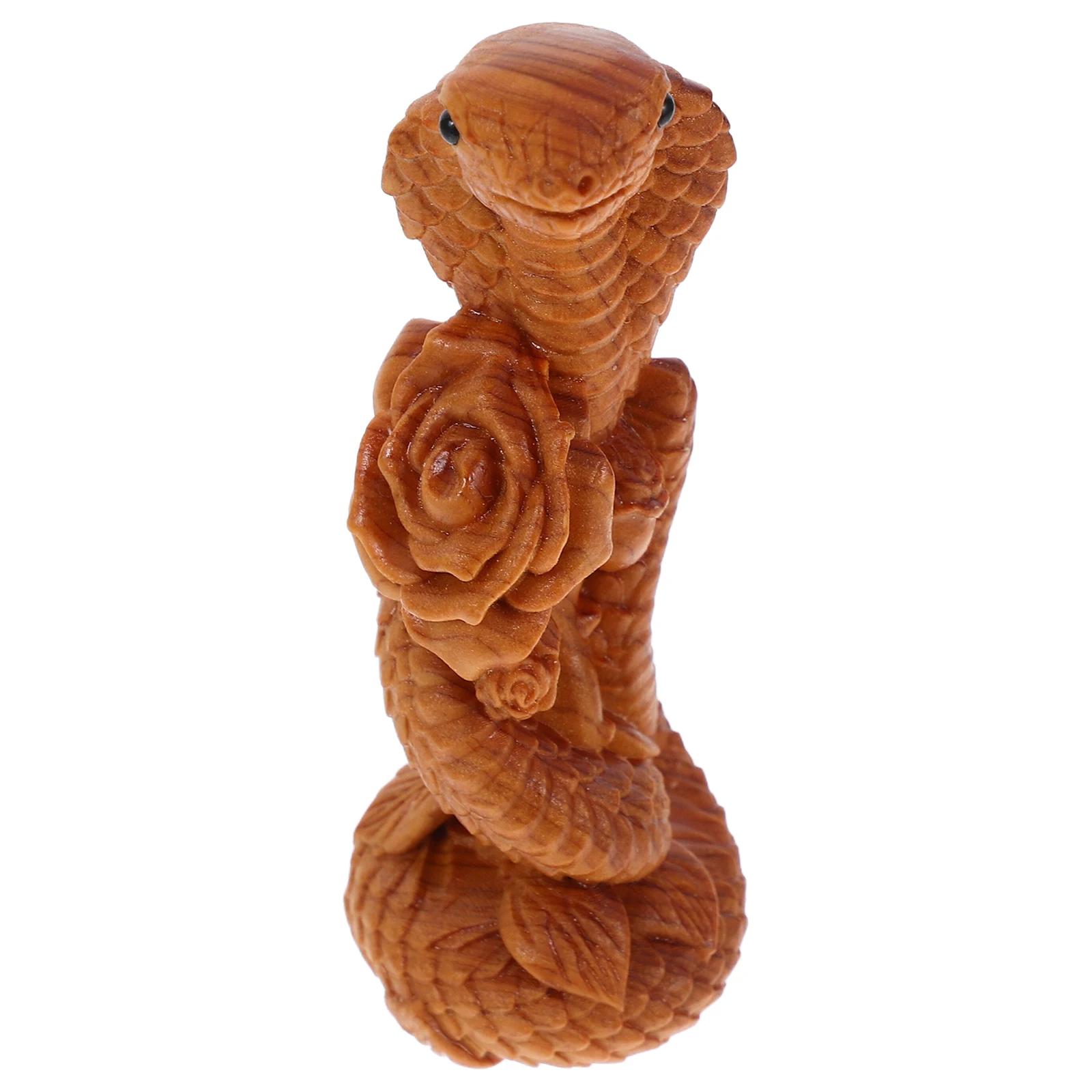 

Natural Wood Snake Statue Hand-Carved Small Desktop Decorative For Home Office Desk Farmhouse Vintage Animal Sculpture
