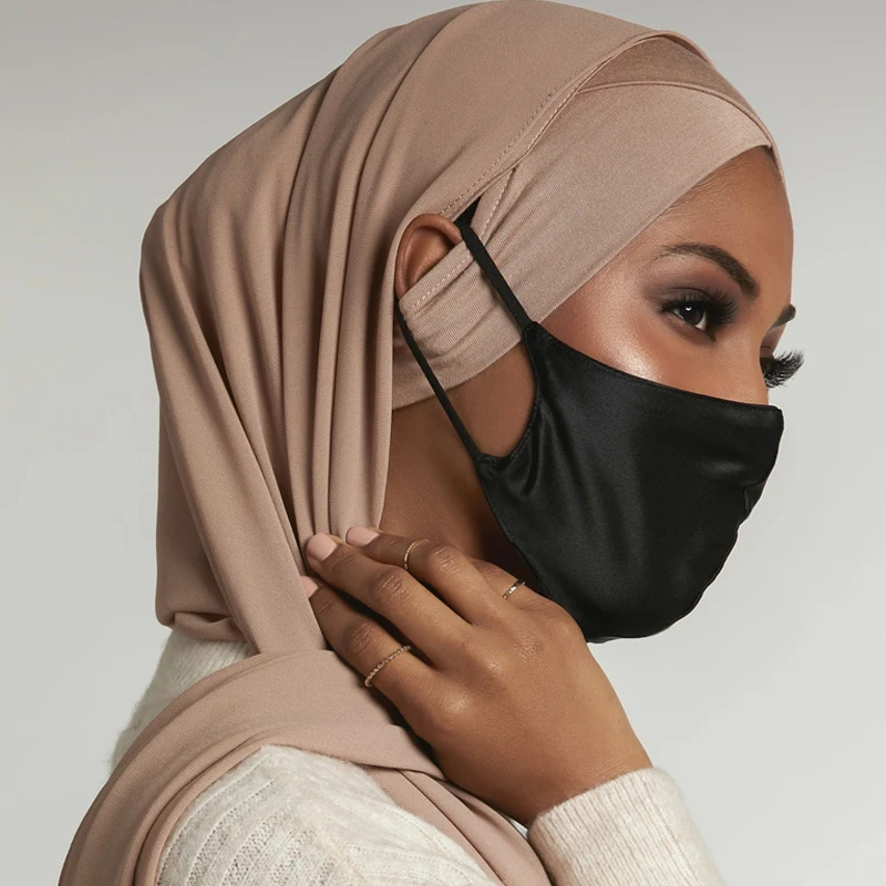 Bonnet turban en jersey de coton pour femme, sous-écharpe, casquettes Hijab intérieures, écharpe de sauna islamique, élastique, croix frontale, bonnet musulman, trou d'oreille