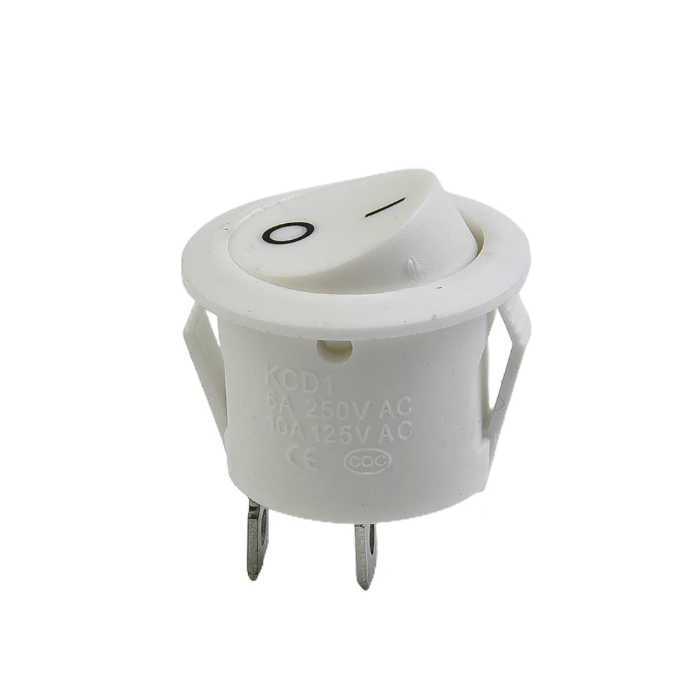 

Camper Van Rocker Switches Caravan Boat Mini Motorhome ON-OFF Round Snap-In Terminal White 20mm 5 Pcs 6A250V New