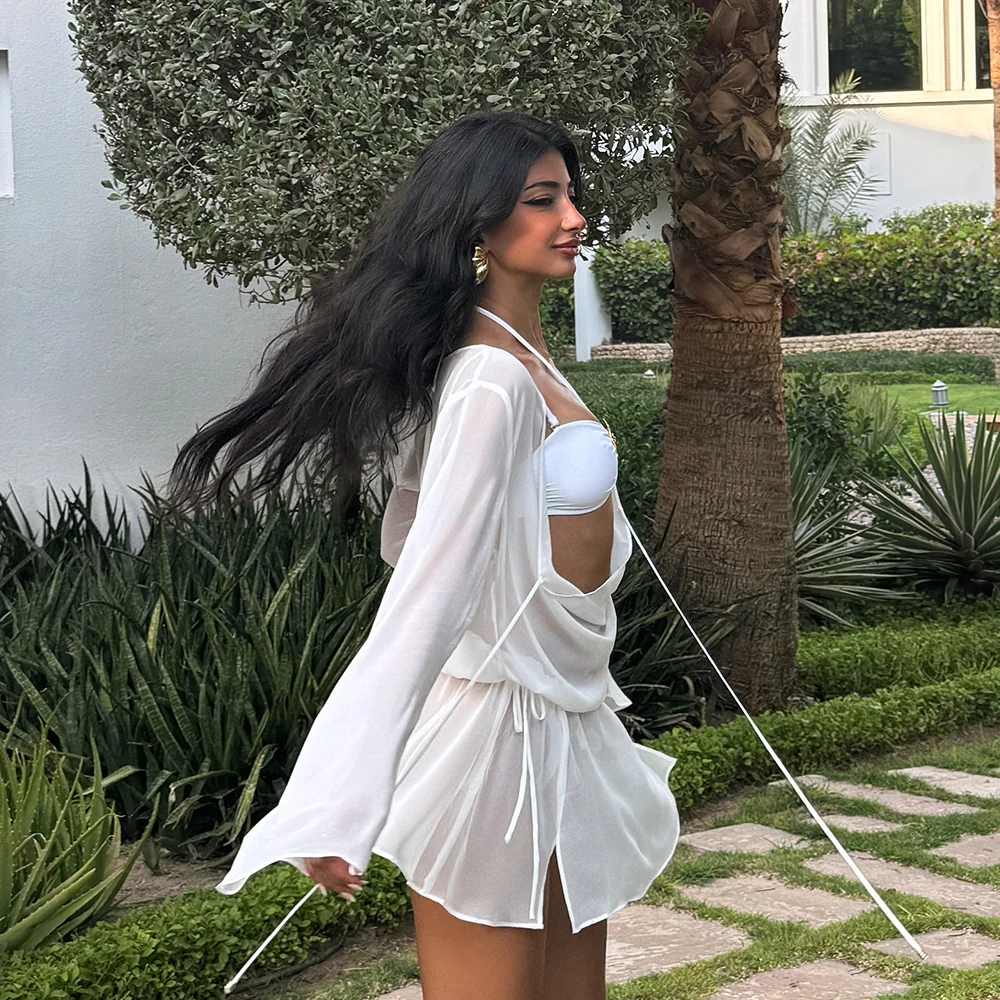 Sexy Badeanzug für Frauen Bademode 2025, neuer 3-teiliger Badeanzug mit Vertuschung, Bandeau, aushöhlen, Beachwear, Biquini, weiblicher Body