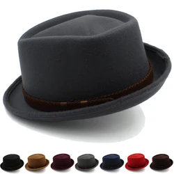 Men Women Woolen Diamond Top Pork Pie Hats Fedora Trilby Sunhat Street Style Classical Caps Travel Outdoor Size US 7 1/4 UK L