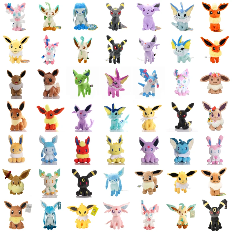 Pokemon Eevee Collection Plüsch Flareon Vaporeon Stoffpuppe Espeon Umbreon Glaceon Leafeon Sylveon Plüschtiere Weihnachtsgeschenke für Kinder