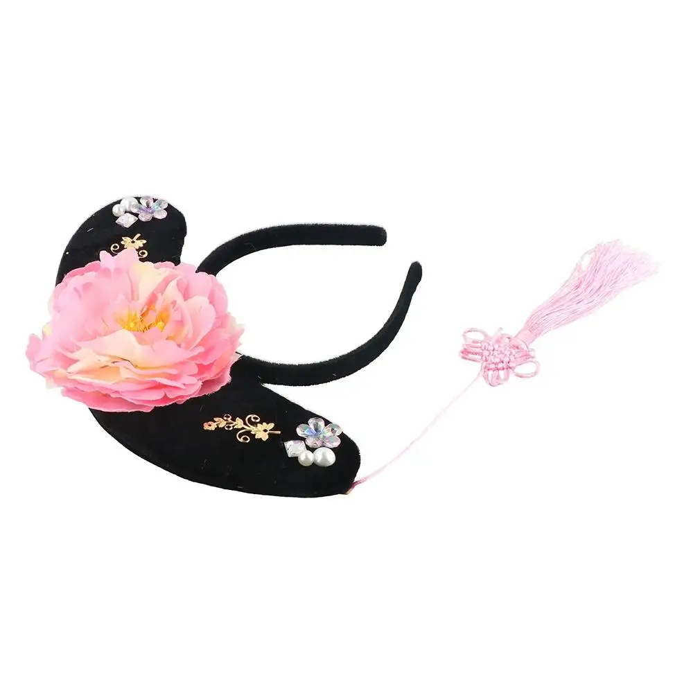 Bandeau de cheveux Hanfu papillon fleur pour enfants, longue perle de gland, cerceau de cheveux de style chinois, biscuits, nœud chinois, bandes de sauna