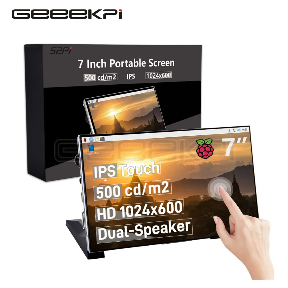 

GeeekPi 7 inch 1024x600 60Hz IPS Capacitive Touch Screen with speakers compatible with Raspberry Pi and Windows PC