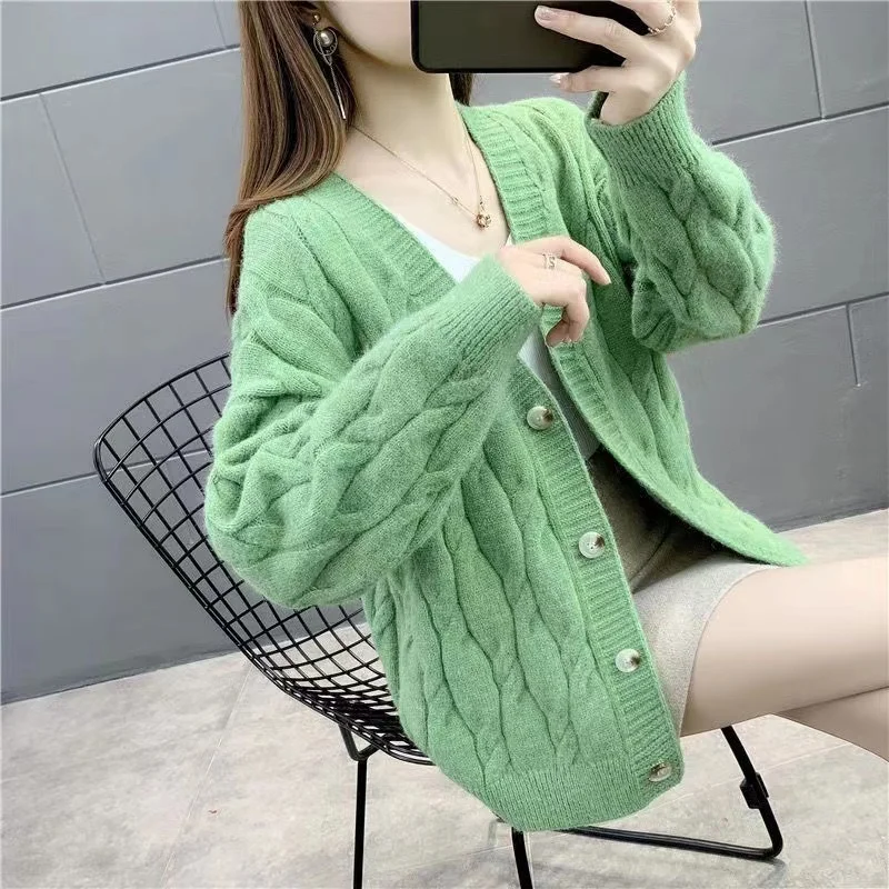 Women\'s Knitted Cardigan Sweater 2024 New Loose Fashion Autumn Single-Breasted Casual Knitted Sweater Jacket Coat Women Tops