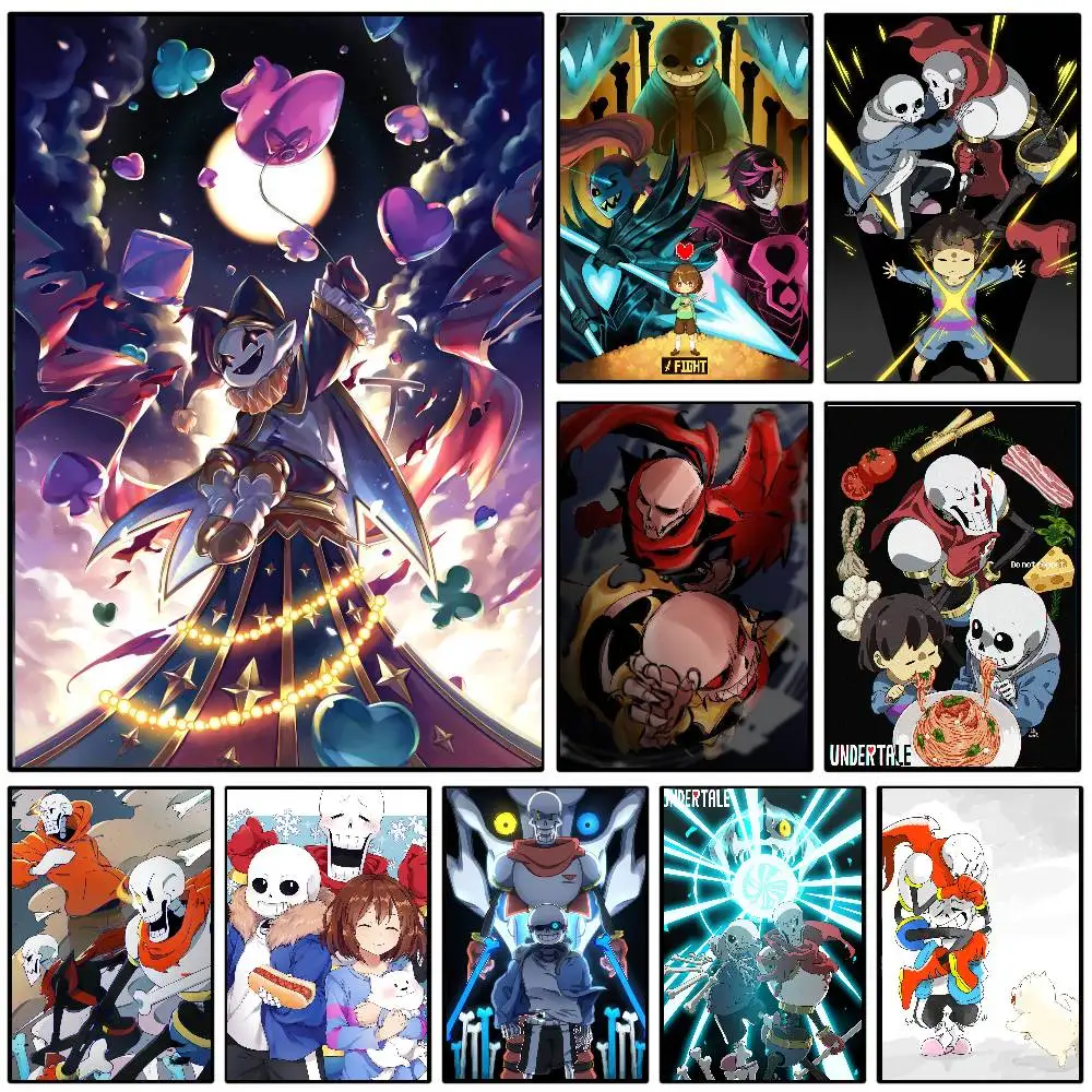 Undertale Animated Game Poster Art Sticky Wall Waterproof Home Living Room Bedroom Bar Aesthetic Decoration