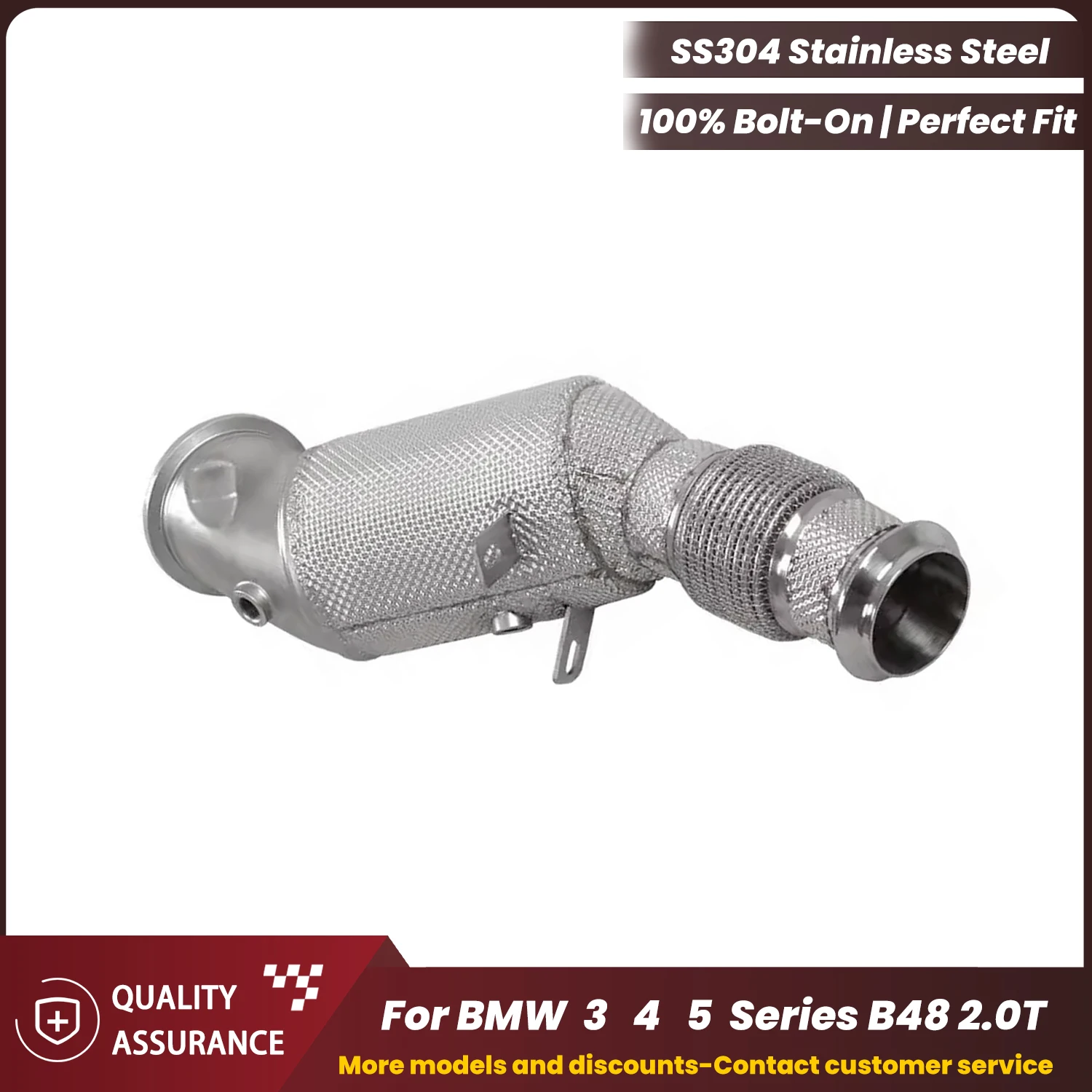 

High Quality High Flow Downpipe with Heat Shield ECCF Stainless Steel for BMW 3 4 5 Series B48 2.0T