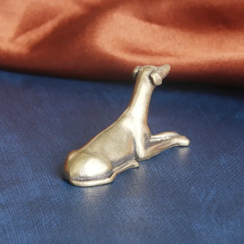 Vintage Copper Lying Dog 12 Zodiac Figurines Desktop Ornament Decoration Retro Brass Dog Home Craft Decor - view 2