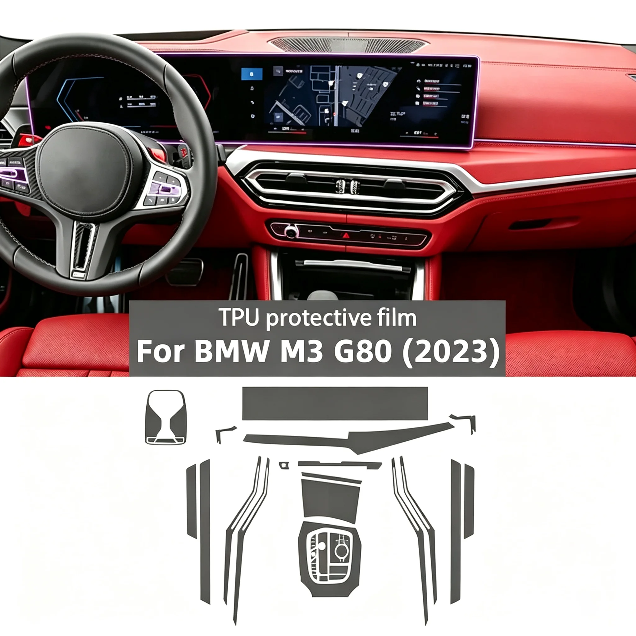 Car TPU Interior Gearbox Center Console Transparent TPU Paint Protective Film For BMW M2/M3 G87 G80 2023 PPF Anti Scratch Film