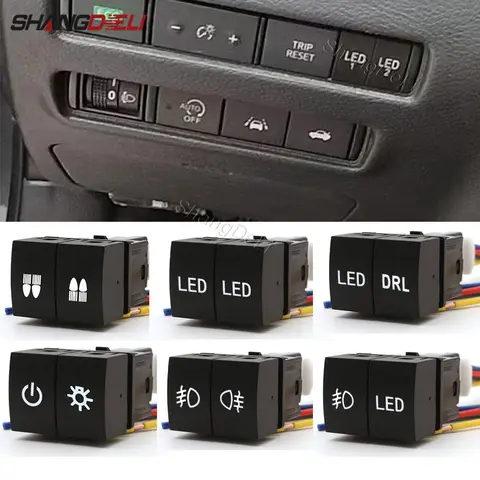 1PC Car Dash Dual Key Switch LED Fog Light Button With Wire For Nissan Sylphy B18 Qashqai J12 For X-Trail T33 / Rogue 2021-2025