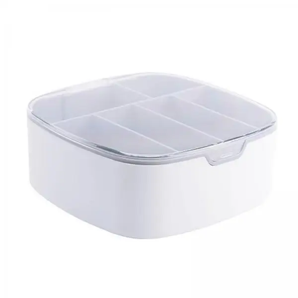 Drawer Type Cable Management Box Transparent Storage Organizer with Compartments for Desktop and Closet Organization