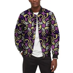 African Design Couture Men's Bomber Jacket Colorful Print Wax Male Casual Short Baseball Coat Holiday Street Styles