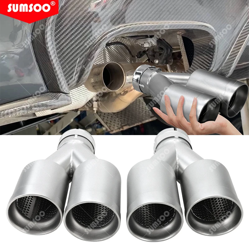 1 Pcs Universal Car Modify Muffler Tip V Shape Double Exit Exhaust Pipe Nozzle Decoration Stainless Tail Pipe