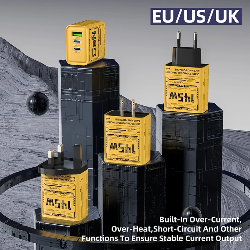 145W 3-Ports Type-C USB Phone Charger For Phone PD Fast Charging Cellphone Power Adapter Travel