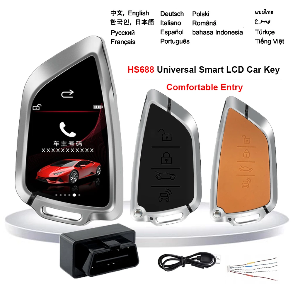 Mando a distancia Universal inteligente LCD para coche HS688 con hoja para BMW/Audi/Benz/Hyundai/Honda/Toyota/BUIC/KIA/Ford entrada cómoda