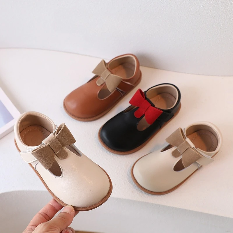 

Children Flat Genuine Leather Shoes Children's Casual Sandals Toddler Girls Princess Spring Autumn Bowknot Girls Mary Jane Shoe