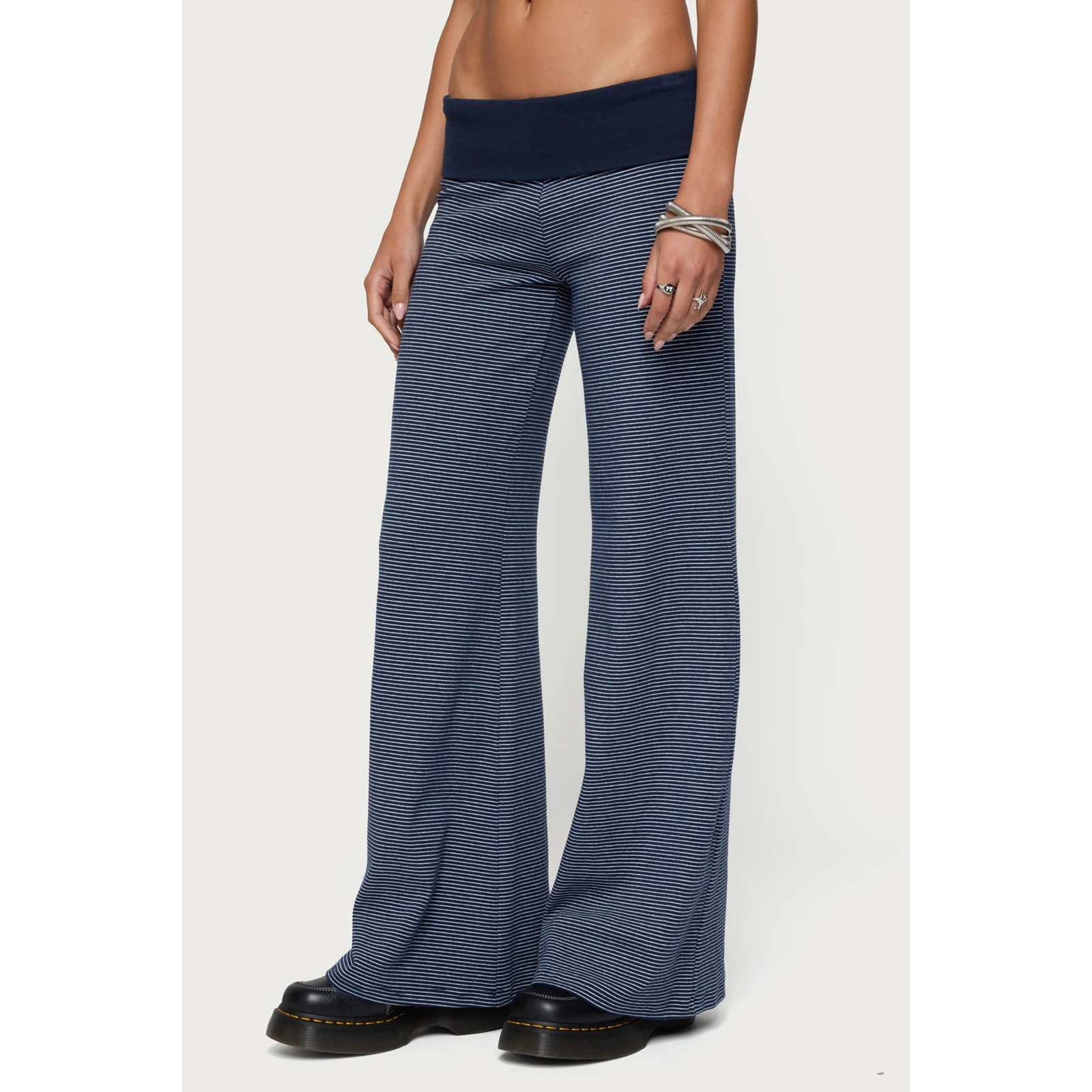 سراويل نسائية مخططة مطبوعة بخصر مطاطي سراويل فضفاضة ملابس الشارع للارتداء اليومي والنشاط الخارجي ملابس الشارع