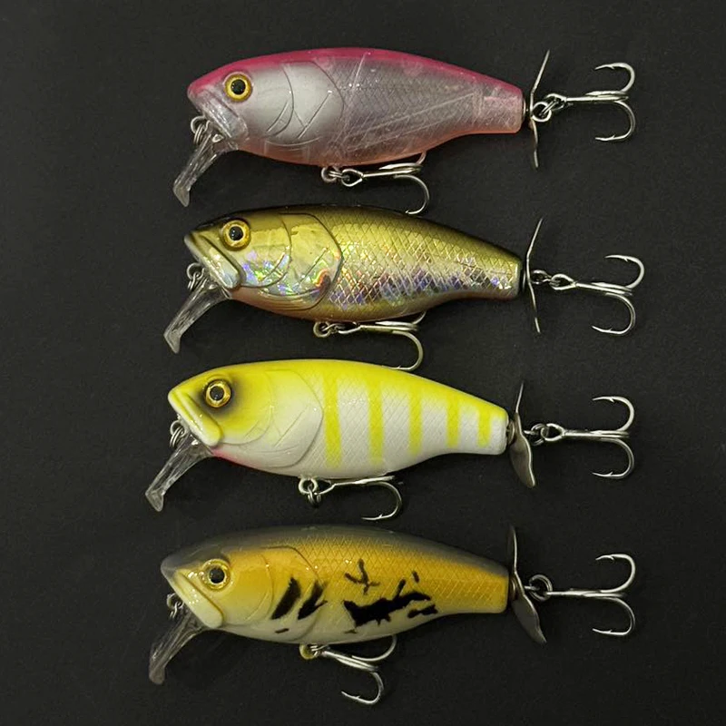 Isca Artificial Flutuante de Superfície 80mm 16G com Hélice e Som de Vibração, Isca Rígida com Spinner Traseiro para Pesca de Bass e Pike