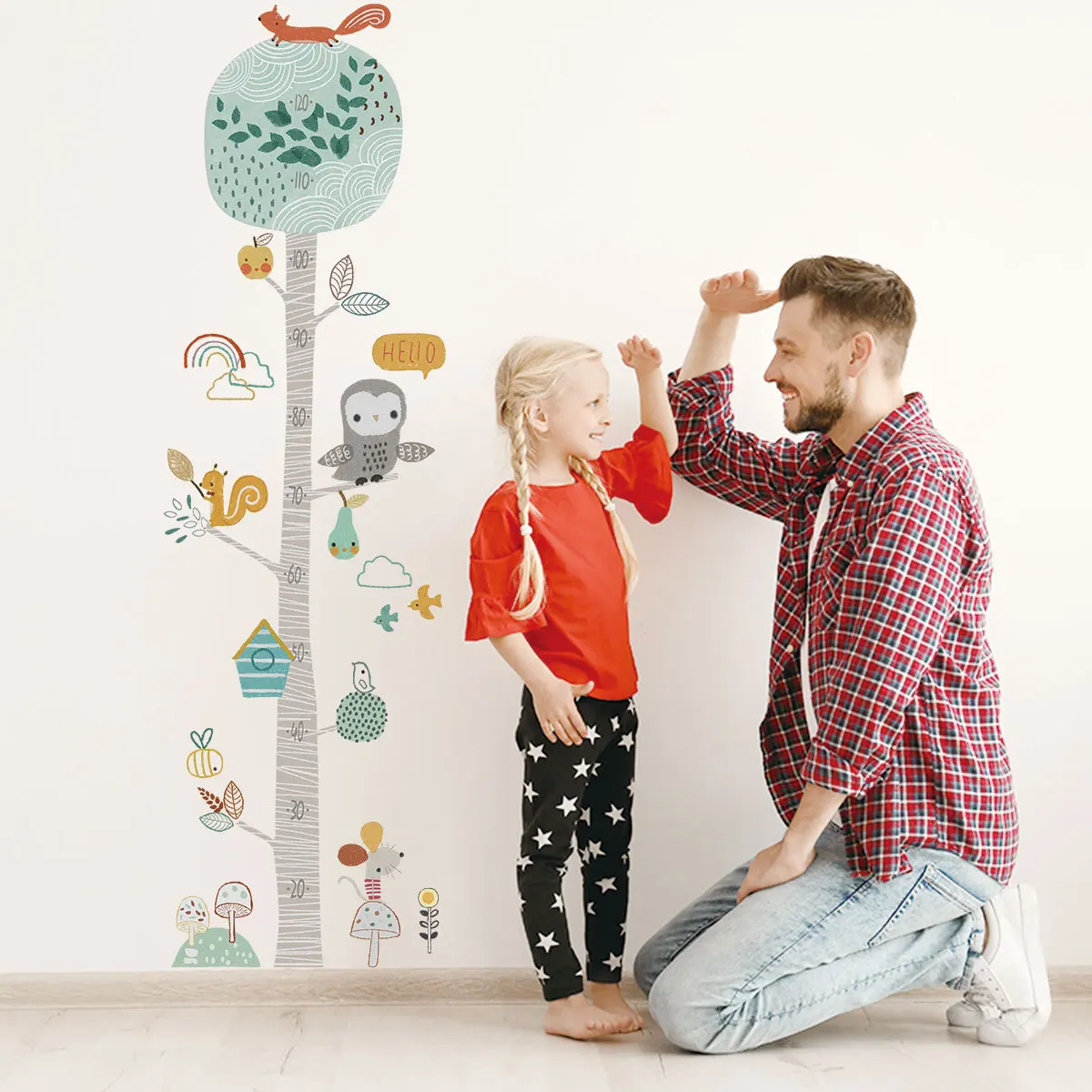 Cartoon Animals Height Measure Wall Sticker Dinosaur Wallpaper For Kids Room Nursery Child Growth Ruler Growth Chart