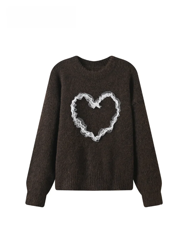 

CaraCLUB Ретро свободный крой Long Sve трикотаж для женщин осень-зима плюс размер модный повседневный универсальный топ