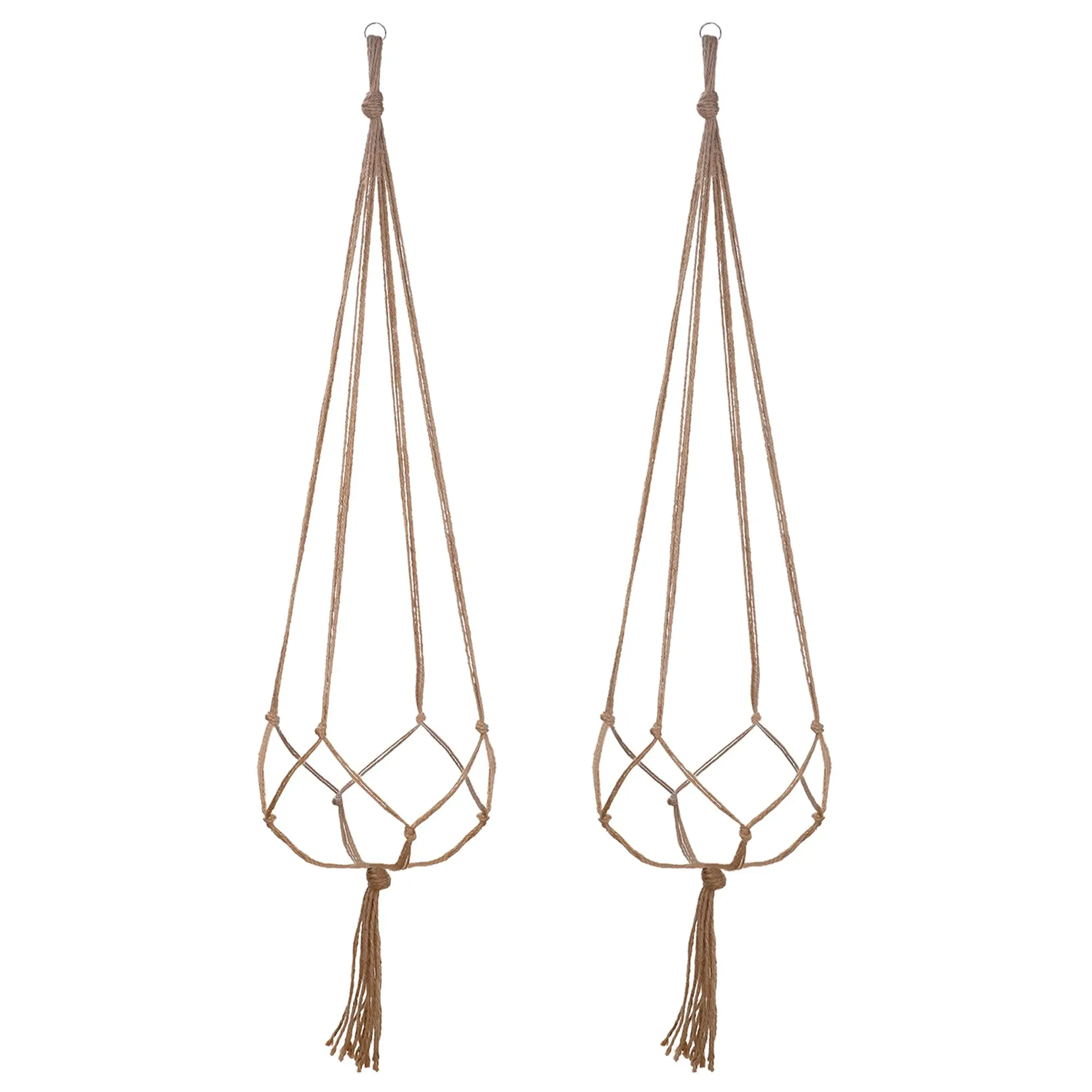 2PCS Hanging Flowerpot Decorative Basket Macrame Plant Hanger Baskets Liners with Natural Jute for Indoor Garden Patio Office