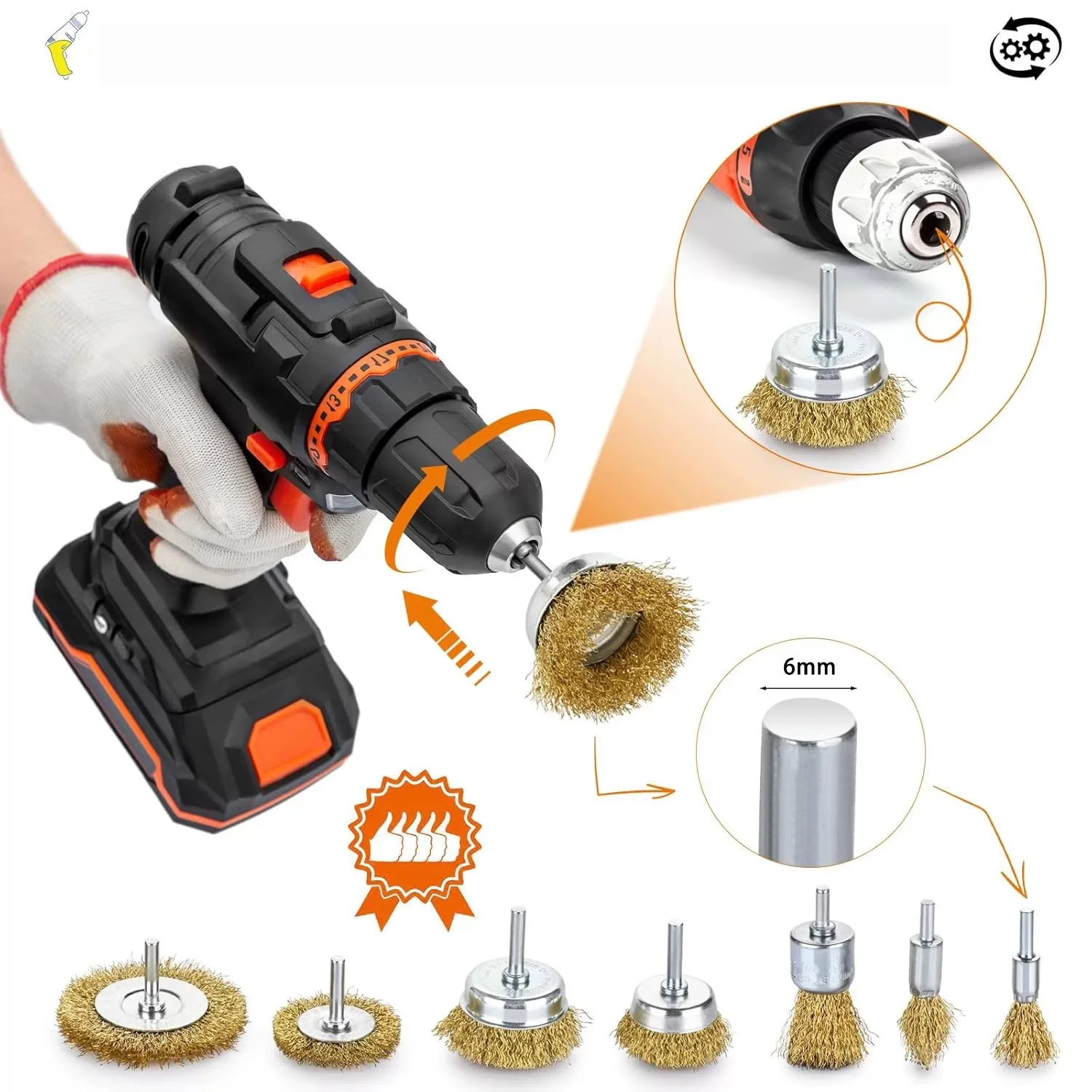 3/2pcs Steel Wire Brush 50mm/60mm/75mm Brass Plated Wheels Brushes Drill Rotary Tools Metal Rust Removal Polishing Brush