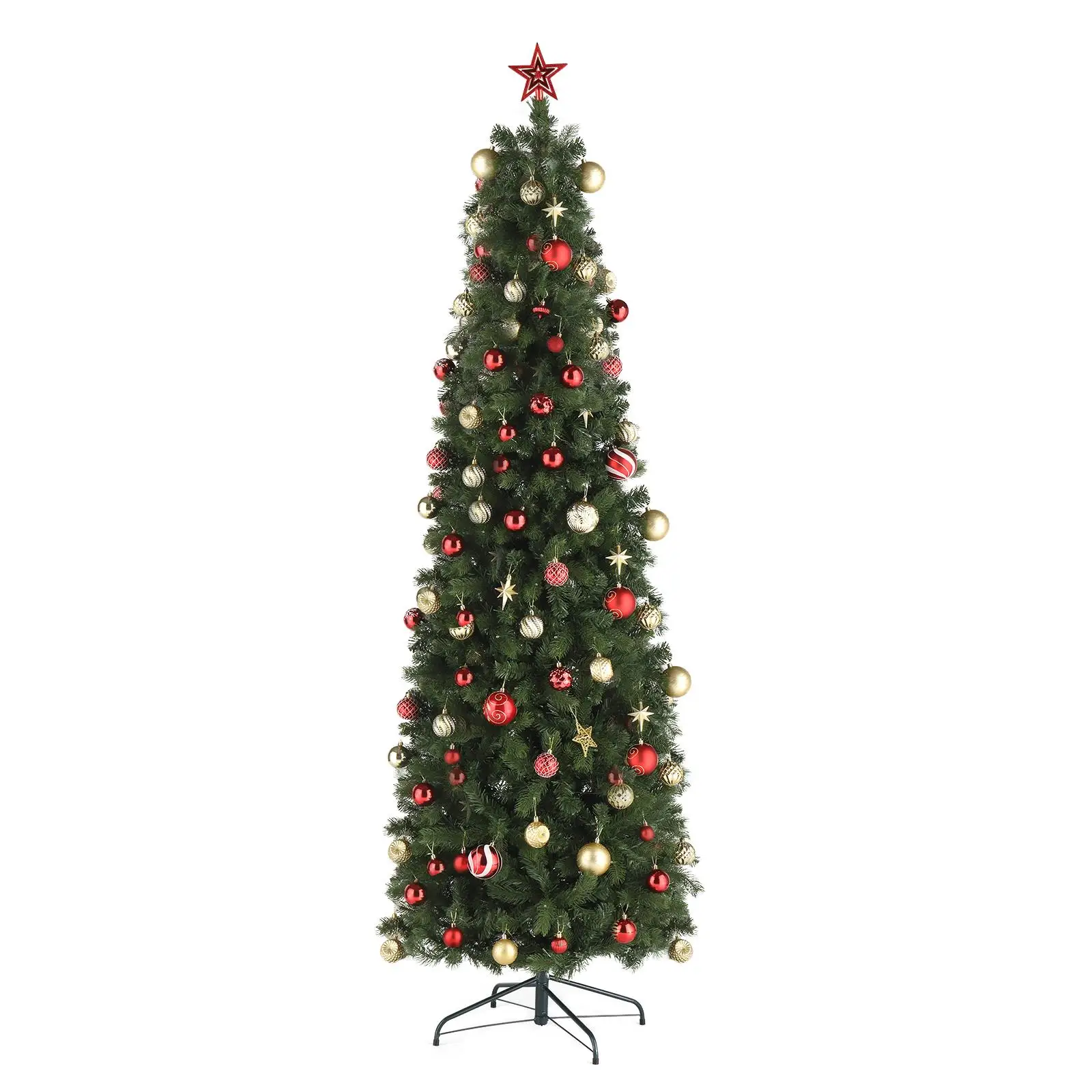 7.5ft Pencil Christmas Tree with 350 Warm Lights & 10 Colorful Modes - PVC, Green, 1090 Round Heads