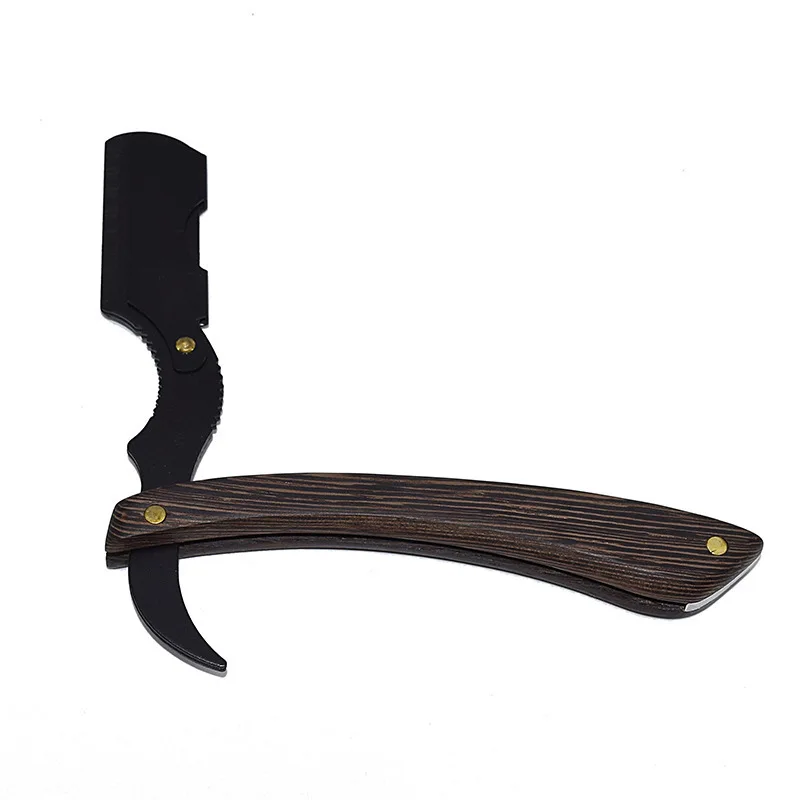 

Бритва для барбершопа, складная мужская бритва из нержавеющей стали с деревянной ручкой, портативная складная бритва из цельного дерева