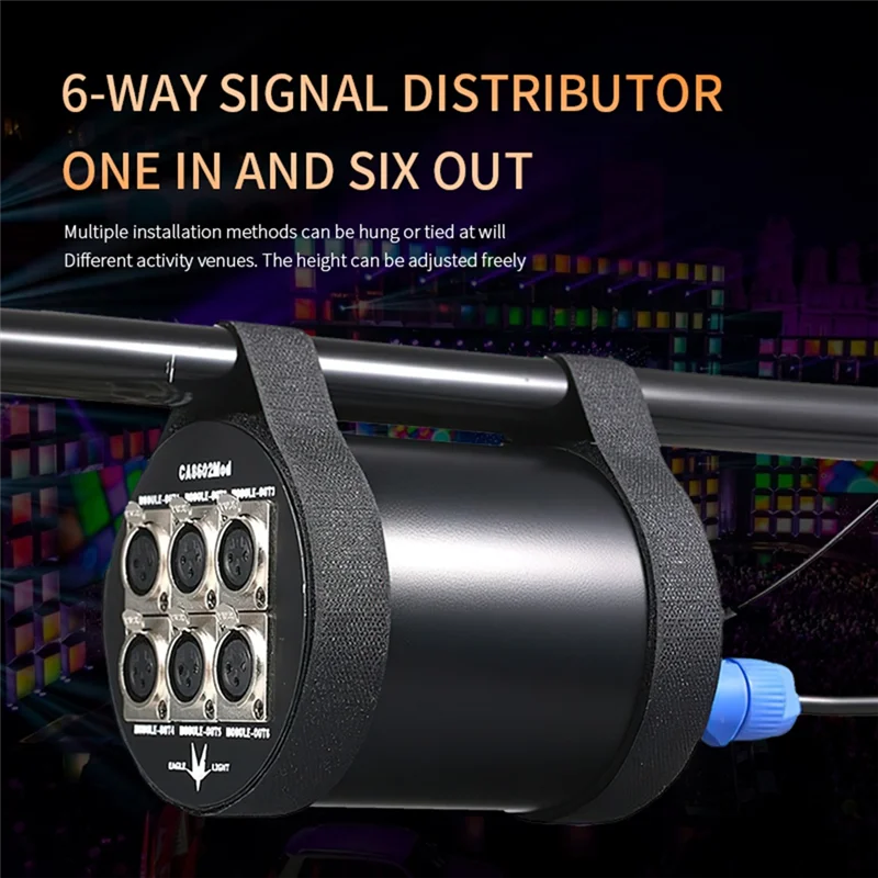 AED5-6 Channel Signal Output Splitter DMX512 3-Pin Standard Signal Amplifier DJ Disco Stage Lighting Control