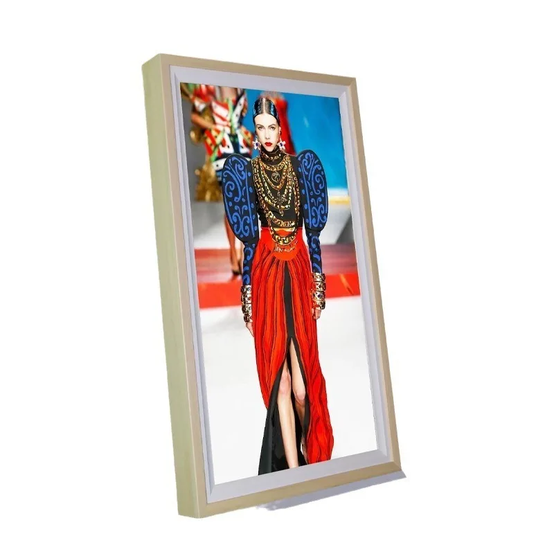 Color crystal picture frame display advertising machine Android wireless 4G wood art screen