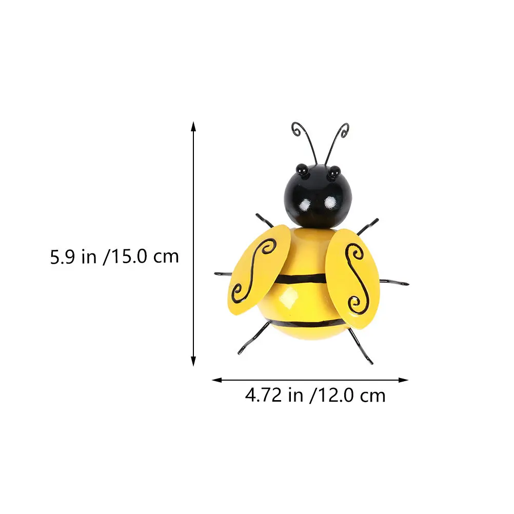 4Pcs Iron Bee Wall Hanging Decorative Sculpture Creative Yellow Wall Decor Indoor Ornament House Gift Iron Bee Craft