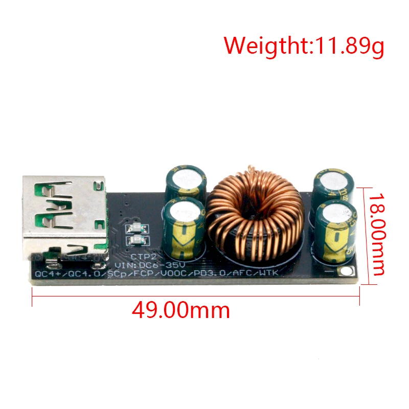 Módulo de impulso de buck para celular, adaptador de carga rápida, USB tipo C, Huawei SCP, FCP, Apple PD Qualcomm, QC4.0, QC3.0, 6 -35V