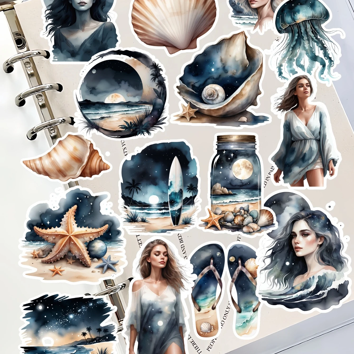 17pcs Watercolor Retro poster beach vacation beauty Stickers Diary Notebook Planner /Handbook DIY Letter Adesivos Flower Daily