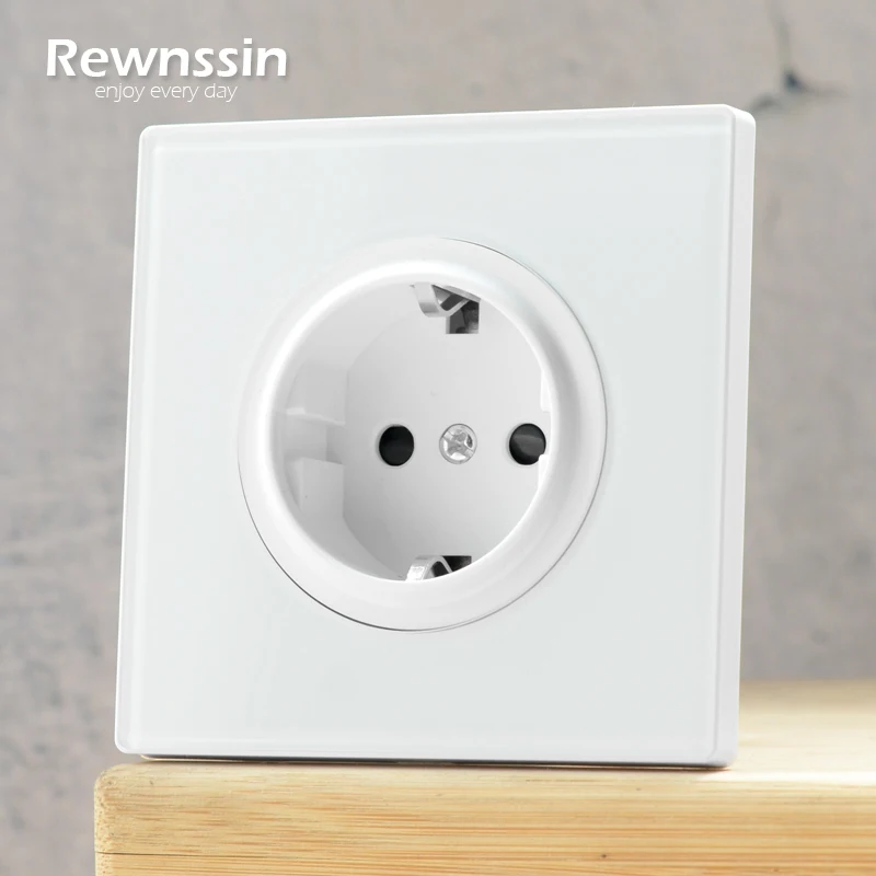 86 Type EU Single Socket Tempered Glass Modern Simple Power Socket Russia Spain 110-250V Electrical Outlet USB Wall Plug Socket