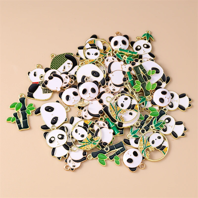 20 Stück Cartoon-Tier-Anhänger, Emaille-Panda-Bambus-Anhänger für die Schmuckherstellung, Halsketten, Ohrringe, Armbänder, DIY-Bastelarbeiten, Geschenke – Detail 2