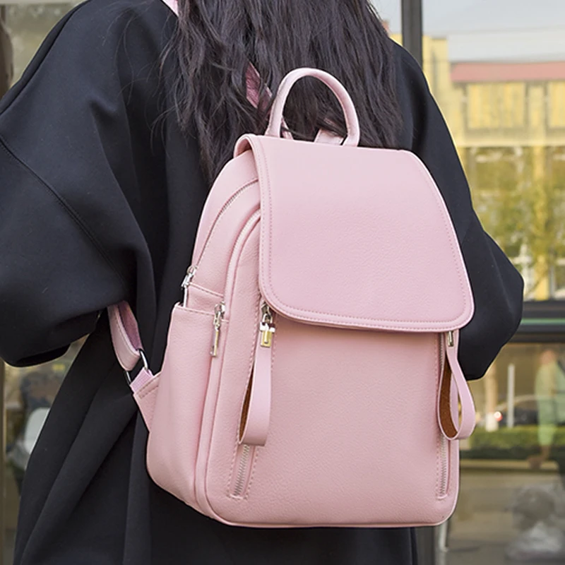 New 2023 Women Backpack High Quality Female Leather Backpacks Fashion School Backpack for Teenage Girls Luxury Designer Backbags