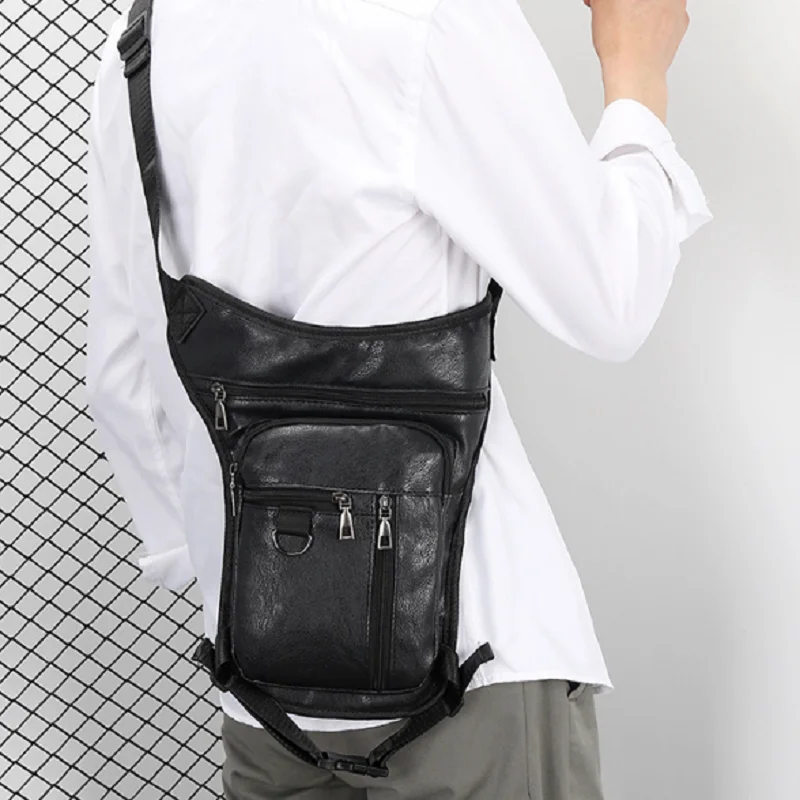 PU Leather Drop Leg Bag Waist Bum Belt Motorcycle Thigh Hip Travel Tour Riding Fanny Pack for Men And Women Large Size