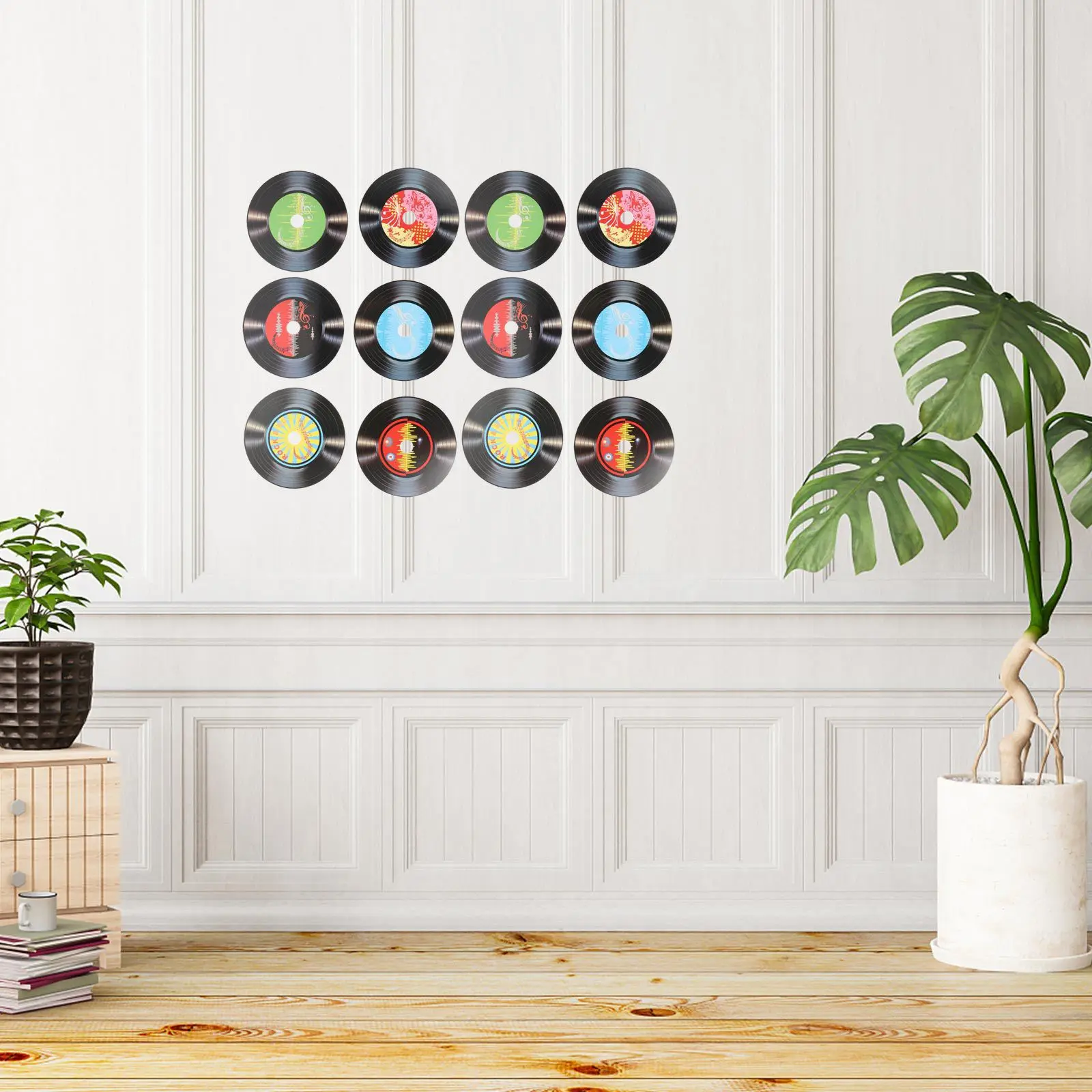 18pcs Vinyl Records Decor Hanging Wall Decorative Paper Records Retro Fake Records